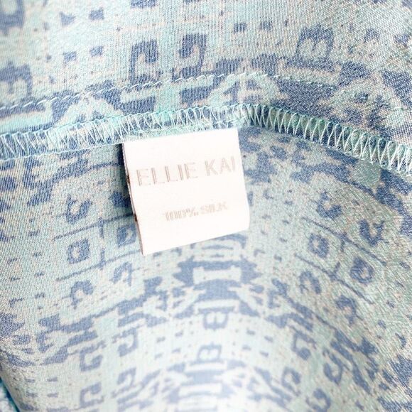 Ellie Kai Jasmine Top Blue Silk Geometric Print Sleeveless Blouse Women’s Size 0 - Picture 6 of 9